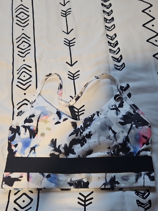 Nike Other - Nike White Floral-Print Sports Bra with Black Band